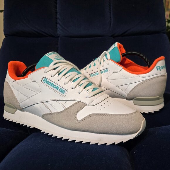 Reebok Classic Leather Ripple Leather \'White Teal Lava\' Men\'s Size 11 US